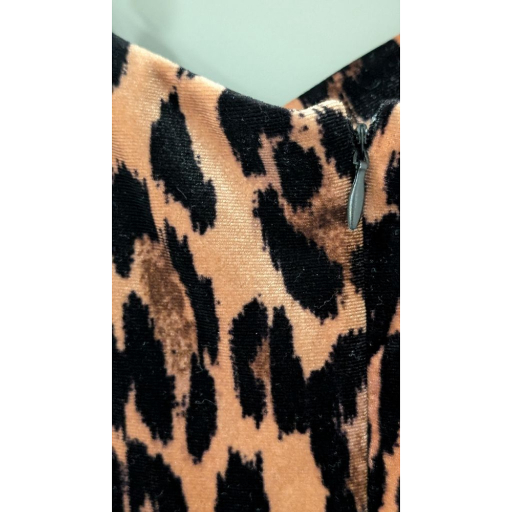 Women's Taylor Brown & Black Leopard Print Velvet Midi Dress Size 4 - Picture 10 of 13